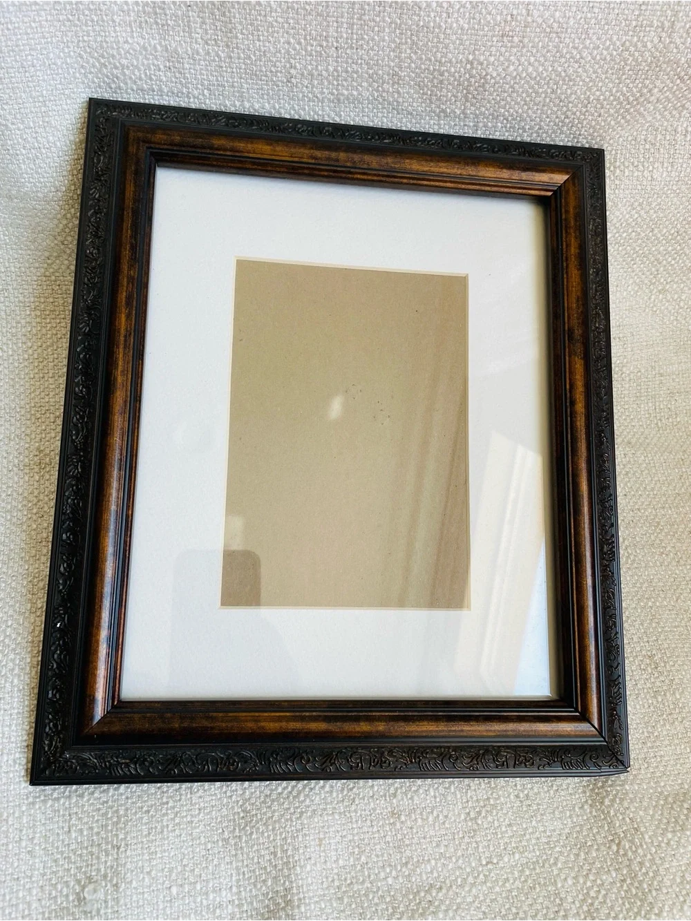 Vintage Classic Ornate Brown Picture Frame with White Mat Fits 8x10